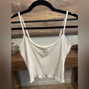 American Eagle Outfitters Cream Ribbed Tank